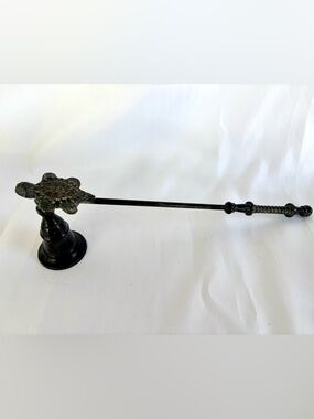Vintage Hinged Metal Candle Snuffer with Turtle Motif EUC